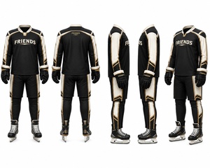 Ensemble d'uniformes de hockey sur glace pour hommes adultes, impression par sublimation personnalisée, jersey respirant en polyester, pantalon, gants, patins - Product Image 5