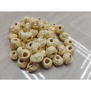 Cream Cotton <b>Thread</b> Wrapped Nested <b>Beads</b> 10-12mm Open Center for Jewelry Macrame Craft 200pcs Wholesale - Product Image 1