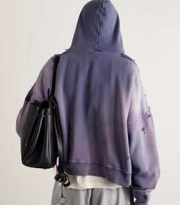 Nueva llegada: Sudaderas con capucha de algodón desgastado para hombre, de alta calidad, básicas, de mezcla de algodón, sudaderas con capucha desgastadas de alta calidad para hombre. - Product Image 6