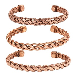 Intertwined <b>Rope</b> Design Pure Copper Magnetic Cuff Knot Style Twisted Magnet Therapy Bangle - Product Image 3