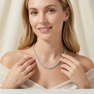 Chaîne tennis en diamant de laboratoire plaqué or, fabriquée à la main, de qualité supérieure, qui passe le testeur de diamants, coupe brillante unisexe, certifiée IGI - Product Image 4