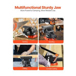 Morsa da banco multiuso con apertura ganasce da 5,5 pollici, base girevole a 360 gradi con blocco, profondità gola 2,8 pollici, apertura massima ganasce 5,5 pollici - Product Image 6