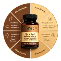 Capsules d'énergie naturelle OEM SYC Brand Maca Root Panax Ginseng pour la santé masculine, formule 10-en-1, 60 capsules