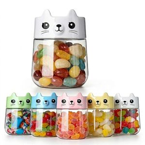 Wholesale Candy <b>Jar</b> Cute Cat Shape PET 450ml Clear <b>Plastic</b> Snack <b>Jar</b> with Cartoon Screw Cap for Candy Cookies Vietnam Factory - Product Image 2