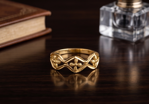 DIVYORO แหวนชุบทอง 22k ลายดอกไม้สำหรับผู้หญิงสำหรับโอกาสทางศาสนา - Product Image 2