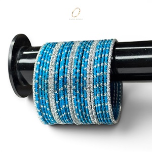 Juego de Brazaletes de Acero Inoxidable Azul para Niñas, de Alta Calidad y Gran Venta, para Fiestas, Joyería de Moda India, Fabricación al por Mayor - Product Image 1