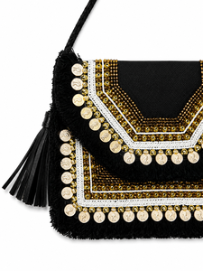Sac à bandoulière bohème de luxe fait main, durable, avec fermeture éclair, garniture à franges, broderie ethnique, sac à main bandoulière tendance pour festival - Product Image 5