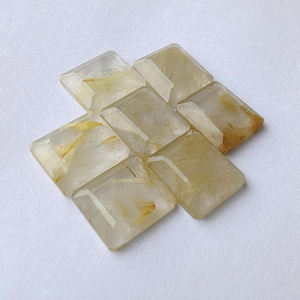 Piedra Preciosa Natural de Rutilo Dorado, Corte Cuadrado en Tableta, Calibrada con Reverso Plano para Fabricación de Joyería, Venta al Por Mayor - Product Image 3