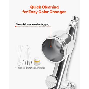 Kit Aerografo 1/6 HP con Aerografi Professionali a Doppia Azione e 3 Punte con Tubo per Decorazione Torte con Vernice Acrilica - Product Image 6