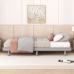 Modern Design Twin Size Floating Platform Bed <b>Frame</b> in <b>Grey</b> Color - Product Image 4