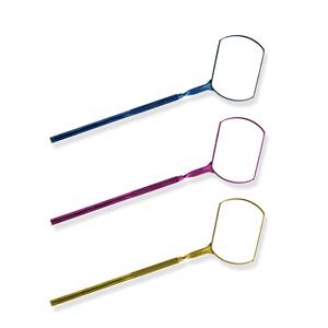 Colorful Makeup <b>Mirrors</b> With <b>Long</b> Handles Blue Pink <b>Gold</b> Tone - Product Image 2