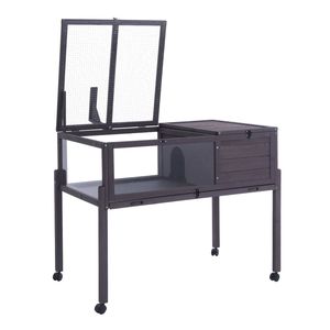 Hábitat de Madera para Tortugas de Interior y Exterior con Soporte de Luz Rodante, Recinto Pequeño para Reptiles, Jaula para Tortugas - Product Image 1