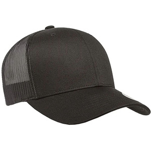 Unisex <b>Black</b> Mesh Trucker Cap 6-Panel Adjustable Snapback Casual Baseball Hat Spring Summer Solid Color Breathable Baseball Caps - Product Image 1