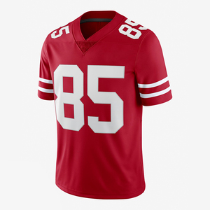 <b>Red</b> American Football Jersey V-Neck Short Sleeve Number 85 Screen Printing Moisture Wicking for Men - Product Image 2