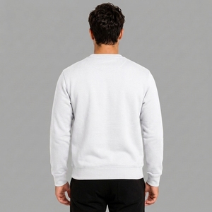 Sweat-shirt à col rond pour homme, pull en tricot uni, coupe classique, pull décontracté, pull en coton beige d'automne - Product Image 2