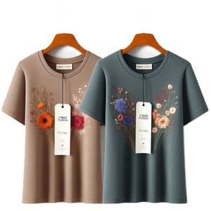 Confortable surdimensionné imprimé col rond manches courtes T-Shirts décontracté grande taille Jersey tissu séchage rapide Anti-boulochage respirant ample - Product Image 6