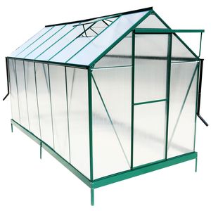 6.3 X 12.2 X 7 Polycarbonate Heavy Duty Outdoor Garden Greenhouse Kit with Aluminum Walk-in Rain Gutter & <b>Vent</b> <b>Door</b> - Product Image 1