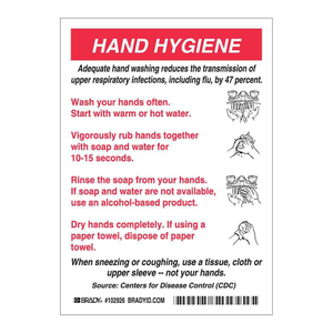 Panneau d'hygiène des mains Brady, panneau adhésif durable pour les laboratoires et les établissements de santé - Product Image 2