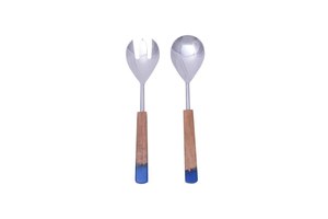 Latest Design Salad Servers Set Stainless steel salad <b>utensil</b> With Resin <b>Wooden</b> handle serving spoon Resin handle serving fork - Product Image 5