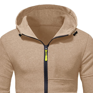 Sweat à capuche zippé personnalisé pour homme – Sweat à capuche en molleton de coton de haute qualité, couleur unie, fermeture éclair, confortable, streetwear, OEM et marque privée - Product Image 2