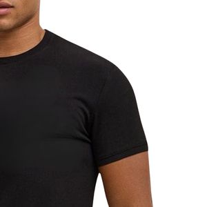 Camiseta Básica Negra para Hombre, Cuello Redondo, Manga Corta, Ajustada, Estilo Casual Urbano - Product Image 6
