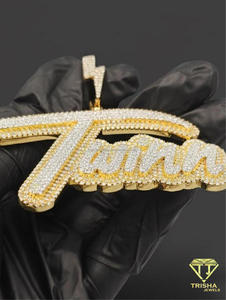จี้คู่แฝดแบบกำหนดเอง ประดับเพชรโมอิสซาไนต์ สร้อยคอฮิปฮอปแบบ Iced Out พร้อมจี้รูปสายฟ้า สร้อยหรูหรา ของขวัญสุดหรู - Product Image 5
