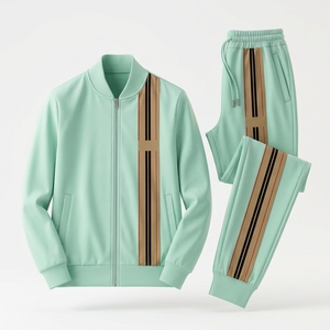 Ensemble de survêtement léger pour homme à prix raisonnable, haute qualité, manches longues, séchage rapide, 2 pièces, avec logo et couleur personnalisés - Product Image 1