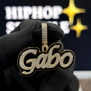 Pendentif personnalisé Gabo en argent sterling 925 avec diamant Moissanite VVS, collier personnalisé en écriture cursive, bijoux Hip Hop - Product Image 5