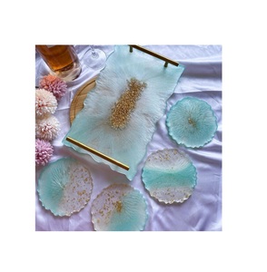 Kitchen <b>Table</b> Top <b>Epoxy</b> Resin Food Storage & Serving Tray Best Polished Single Tier Customizable <b>Table</b> Decor - Product Image 5