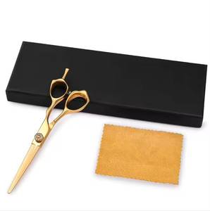 Ciseaux de coiffure professionnels Morje Surgical, acier inoxydable, lame tranchante, 28 dents, légers, manche long, pour droitiers, dorés - Product Image 4