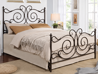 Cadre de lit moderne noir léger en fer avec design rectangulaire à motifs, tête de lit et pied de lit amovibles et lavables, sommier à lattes pour chambre à coucher