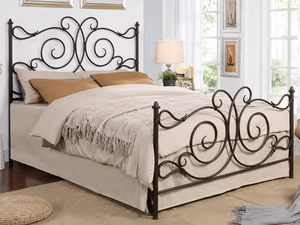 Black Metal Scroll Design <b>Bed</b> <b>Frame</b> with Headboard Footboard and Slat Base for Bedroom Furniture Wholesale - Product Image 2