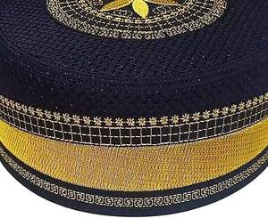 Vente en gros : Nouveaux styles de bonnets de prière musulmans brodés pour hommes, chapeaux islamiques pour le Namaz, casquettes unies imprimées, bonnets Kufi, cadeau du Ramadan et de l'Aïd - Product Image 4