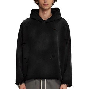 Sweat à capuche oversize pour homme, personnalisé, effet délavé soleil, manches longues, style déchiré, effet délavé à l'acide - Product Image 1