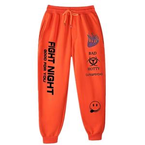 Women's Casual 'Fight Night' Pencil Print <b>Joggers</b> Harajuku Style Baggy Sweatpants <b>Wide</b> <b>Leg</b> High Waist Drawstring Loose Fit Mid - Product Image 2