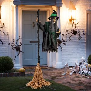 Strega Animatronica di Halloween su Scopa 7 Piedi con Luci LED - Product Image 3