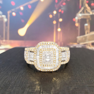 Anillos de Boda Personalizados de Lujo con Incrustaciones de Diamantes Moissanite en Forma de Baguette, Estilo Hip Hop, Chapados en Rodio sobre Plata 925 - Product Image 4