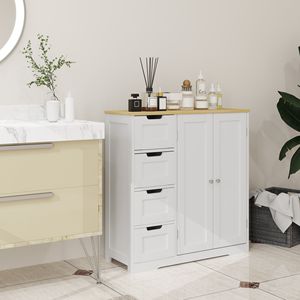 Mobile bagno moderno autoportante con 4 cassetti, 2 ante e ripiano regolabile, bianco - Product Image 2