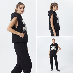 Oversized Sleeveless Hoodie Women Gym Hooded Tank <b>Top</b> <b>Distressed</b> Embroidery Sleeveless Hoodies Women Eco-Friendly Hooded Singlet - Product Image 5