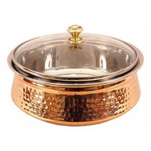 Hammered Copper Casserole <b>Pot</b> with Brass Handles Heavy Duty <b>Tin</b>-Lined Copper Stockpot for Gourmet Cooking and Restaurant Use - Product Image 2