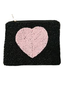 Monedero de Lujo Premium, Elegante y con Diseño de Corazón Hecho a Mano con Cuentas, en Rosa y Negro con Opción de Color Personalizado - Product Image 1