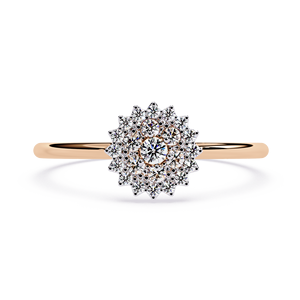 Anillo Redondo con Diamante Cultivado en Laboratorio, Diseño de Órbita Celestial con Patrón de Estrellas, Detalles en Oro de 10K, Piedra Central Flotante, Diseño Moderno Unisex - Product Image 3