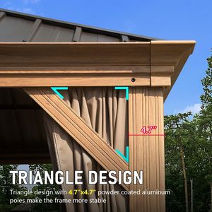 Gazebo de Techo Doble de Acero Galvanizado de 14x22 Pies con Estructura de Aluminio para Exteriores, Sistema de Canaletas Integrado y Pérgola con Cortinas - Product Image 4