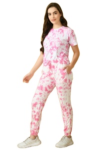 Camiseta informal teñida con lazo para mujer, Camiseta de punto antibolitas de manga corta con estampado de algodón 100% personalizado, diseño ecológico - Product Image 6