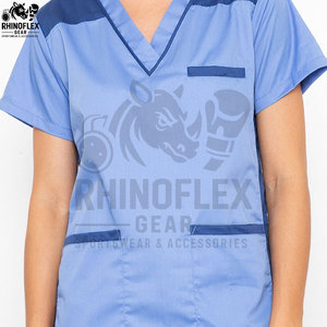 V Neck Zipper <b>Scrub</b> Top And Jogger Leg Pants Set Professional Manicurist SPA <b>Uniform</b> <b>Scrubs</b> Nursing <b>Uniform</b> Medical <b>Scrub</b> - Product Image 4