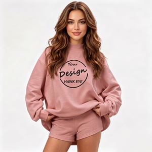 Sudadera de cuello alto para mujer con logo personalizado, 100% algodón suave, estilo urbano, bordada, tipo jersey, de forro polar, oversize - Product Image 1