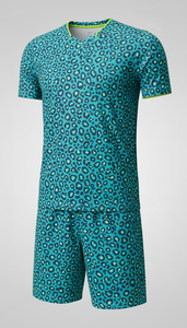 Conjunto de Camiseta y Pantalones Cortos de Voleibol Geométricos Verde Menta Personalizados al por Mayor, Uniforme de Equipo Absorbente de Sudor, Ropa Deportiva Sublimada OEM - Product Image 3