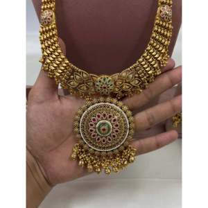 Gunika Premium Traditional <b>Gold</b>-Plated Bridal Long Necklace <b>Set</b> for Festivals - Product Image 2