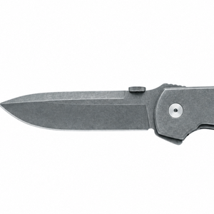 Couteaux pliants gris avec lame pointue finition stonewashed, manche métallique droit, bouton de pouce et vis pivotante pour usage extérieur DX - Product Image 4