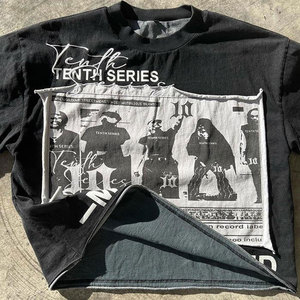 Camiseta de Doble Manga con Estampado Gráfico y Mangas Superpuestas, Ropa al por Mayor, Estilo Y2K, OEM, Algodón, Personalizada - Product Image 5